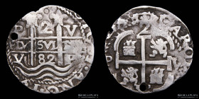 Potosi. Carlos II. 2 Reales 1682 V Galano. CJ R30.16