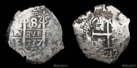 Potosi. Felipe V. 8 Reales 1737 E. Macuquina. CJ 43.10.2