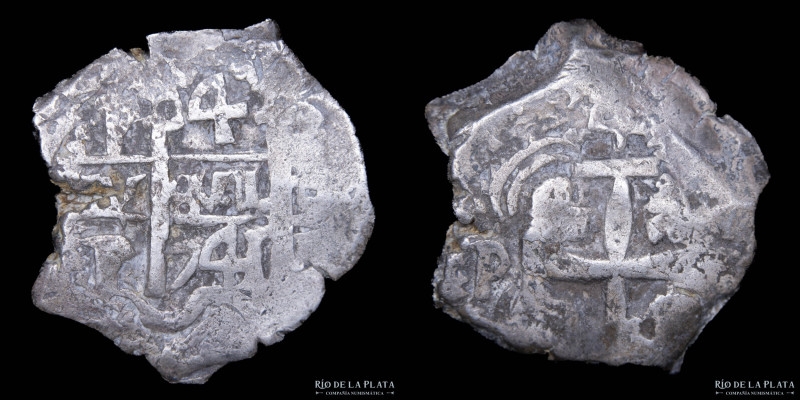 Potosí. Felipe V (1700-1746) 4 Reales 1741 P. Macuquina. AG.930; 27.0mm; 12.5g. ...