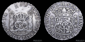 Potosi. Carlos III. 8 Reales 1770 JR Columnaria. CJ 58.4.4