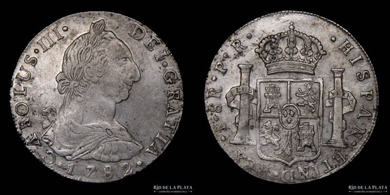 Potosí. Carlos III (1759-1788) 8 Reales 1782 PR (Pedro Mazondo, Raymundo de Ytur...