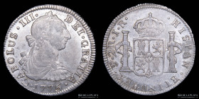 Potosi. Carlos III. 2 Reales 1775 JR. CJ 65.2.2