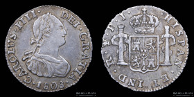 Potosi. Carlos IV. 1/2 Real 1808 PJ. CJ 80.20.2