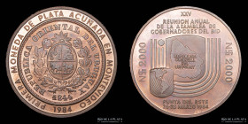 Uruguay. Ensayo. 1984. 2000 Nuevos Pesos. Asamblea de Gob. del BID. Cobre. Pn116