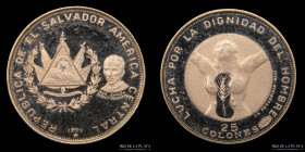 El Salvador. 25 Colones 1971. Oro. KM143