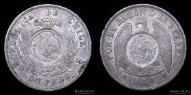 Guatemala. 1 Peso 1894. Resello s/ Chile 1884. KM216