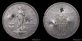 Filipinas. 1 Peso 1903 S. Chopmarks. United States Mandate. KM172