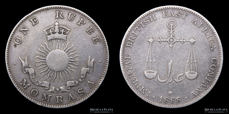 Mombasa. Imperial British East Africa Company. 1 Rupee 1888. AG.917; 31mm; 11.51...