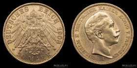 Alemania. 20 Mark 1908 A. Prussia. KM516