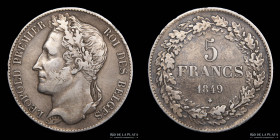 Belgica. Leopold I. 5 Francs 1849. KM17