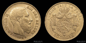 Belgica. Leopoldo II. 20 Francs 1869. KM32