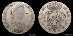 España. Fernando VII. 2 Reales 1828 JB Sevilla. KM460