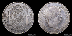 España. Isabel II. 20 Reales 1863. KM609.2