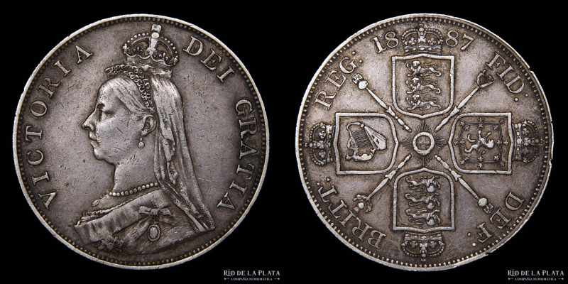 Gran Bretaña. Victoria (1837-1901) 2 Florins 1887. AG.925; 36.0mm; 22.60g. KM763...