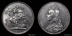Gran Bretaña. Victoria. 1 Crown 1891. KM765