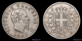 Italia. Vittorio Emanuele II. 2 Lire 1863 T BN. KM6a2
