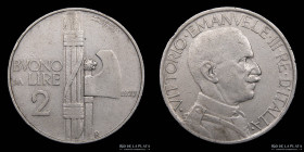 Italia. V. Emanuele III. 2 Lire 1927. KM63
