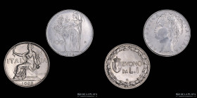 Italia. Lote x2. 1 Lira 1922 & 100 Lire 1956