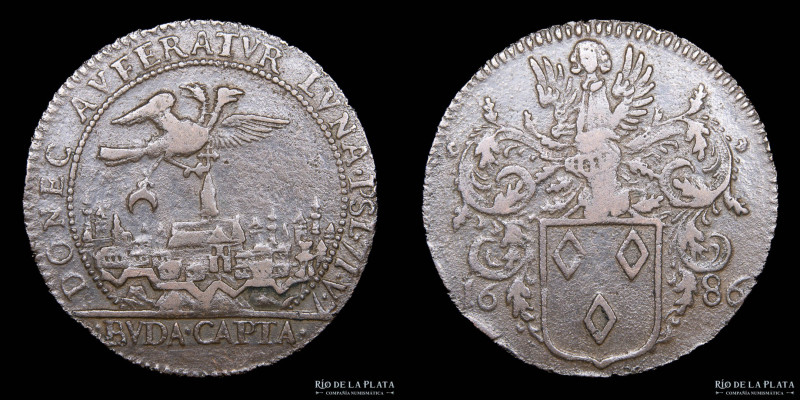 Países Bajos Meridionales. Bruselas. Jetón 1686. Cobre; 29mm; 7.48g. A: Escudo d...