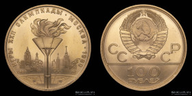 Rusia. USSR. 100 Rouble 1980. Olimpiadas. Oro.Y186