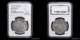 Suiza. Shooting Thaler 5 Francs 1883 Lugano. XS16