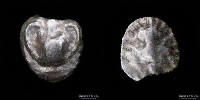Selinos, Sicily (450-440BC) Cast Onkia. Bronze; 13.0mm; 2.60g. A: Kantharos; pel...