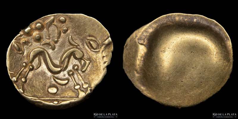 Celtic Gaul, Ambiens (60-50BC) Region of Amiens (Belgium) Gold Stater. 19.0mm; 6...