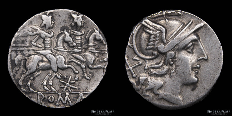 Roman Republic. Star series 206-195BC. Denarius. Rome mint. Silver; 17mm; 3.16g....