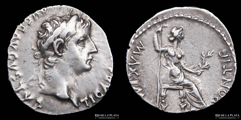 Tiberius (14-37AD). Denarius. Lugdunum mint (Struck 26-37AD). Silver; 17.8mm; 3....