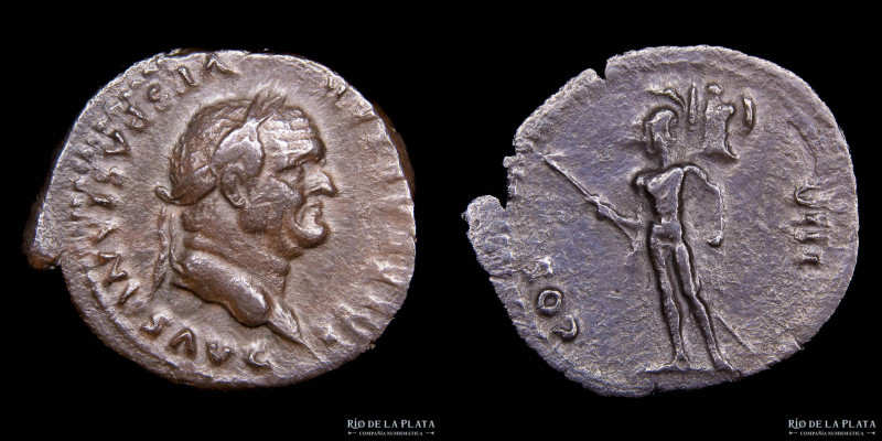 Vespasian (69-79AD) Denarius. Rome mint (77-78) Silver; 21mm; 3.12g. A: IMP CAES...