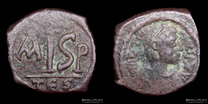 Justinian (527-565AD) 16 Nummi. Thessalonica mint. Bronze; 20mm; 6.38g. A: DN IV...