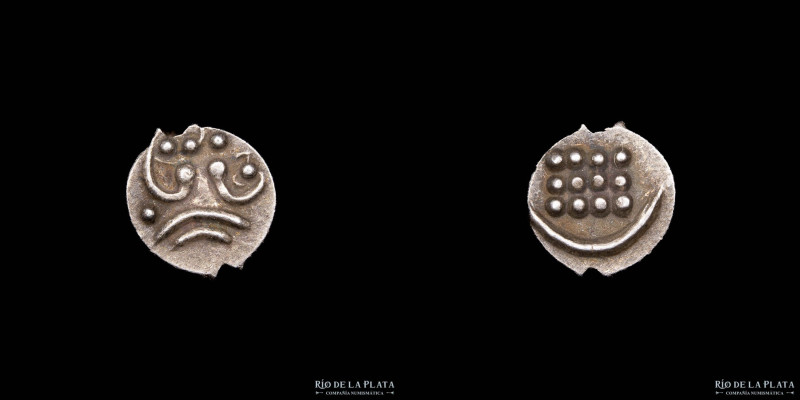 Ceylan. Viraraya Fanam. Silver; 6mm; 0.30g. Note: Though the Viraraya fanams (KM...