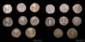 Ancient. Lot x8. Roman sestertius, ases & provincial coins