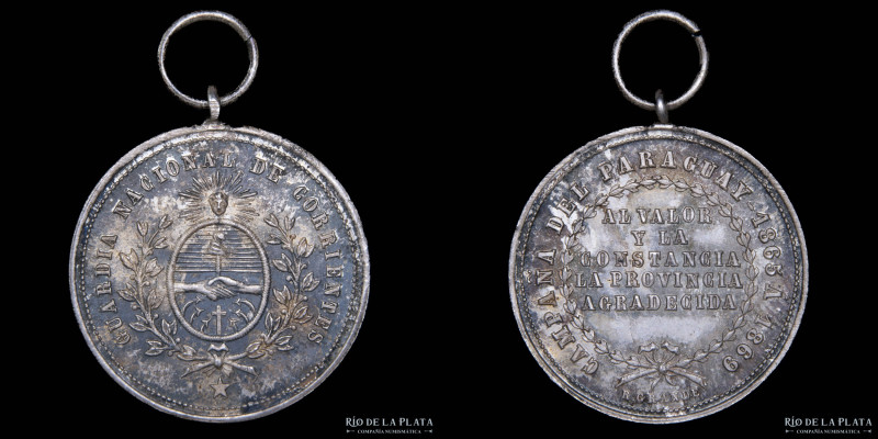 Argentina. Premio Militar 1869. Guerra Triple Alianza. Guardia Nacional de Corri...