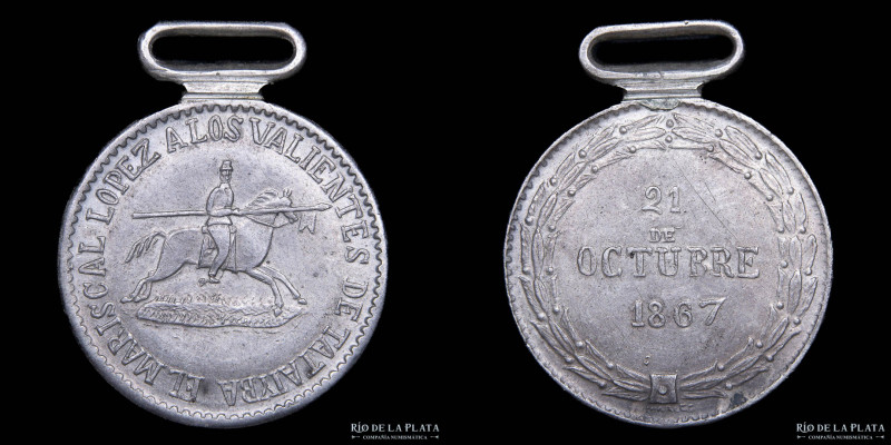 Paraguay. Premio Militar 1867. Guerra Triple Alianza. Batalla de Tataiyba. Plata...