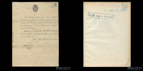 Guerra Triple Alianza. Uruguay. 1894. Certificado entrega medalla