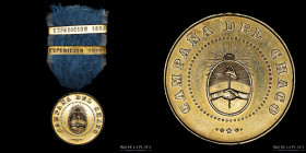 Argentina. Conquista del Chaco. 1870. Con Ribbon y broches de expediciones. Oro
