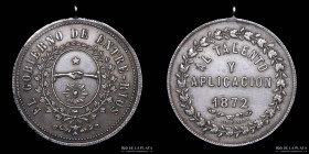 Argentina. 1872. Entre Rios. Al Talento y Aplicacion. R. Grande