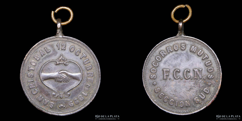 Argentina. Ferroviarias. 1899. San Cristóbal. Santa Fé. Socorros Mutuos FCCN. Se...