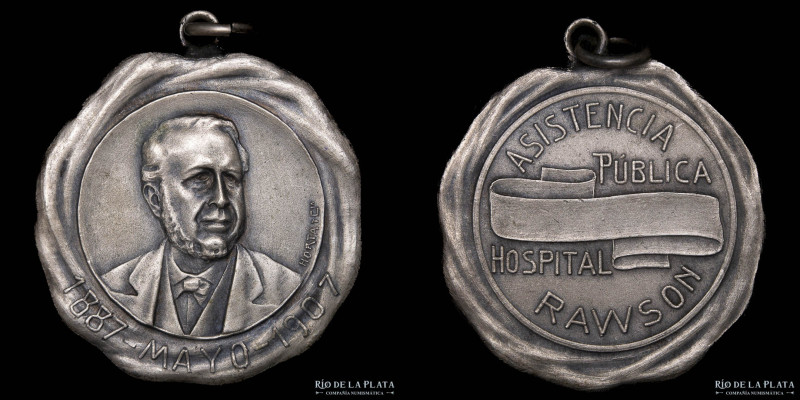Argentina. Medicina. 1907. Asistencia pública Hospital Rawson. Metal blanco; 33m...