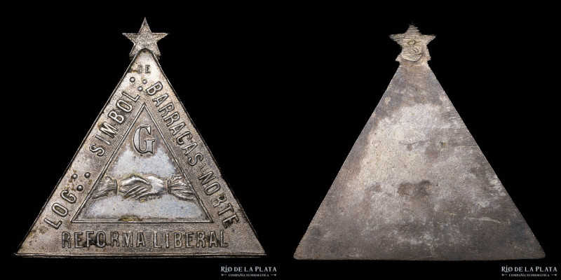 Argentina. Masónica. c1895. Logia Barracas Norte. Reforma Liberal. AG; 40mm; 8,3...