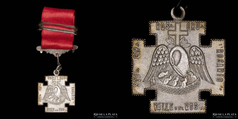 Argentina. Masónica. ND. Logia Valle del Rosario. Rosario, Metal blanco; 30.5mm;...