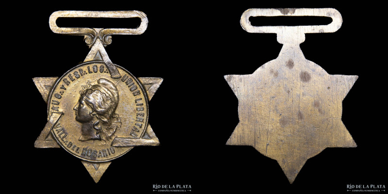 Argentina. Masónica. ND. Logia Unión Libertad. Rosario, Bronce; 40mm; 11.27g. Co...