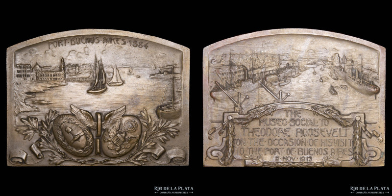 Argentina. 1913. Museo Social. Visita de Teodoro Roosevelt al puerto de Buenos A...