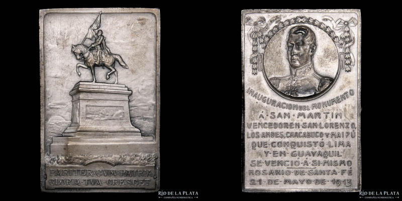 Argentina. 1913. Rosario. Monumento a San Martin. Metal plateado; 33x61mm; 36.87...