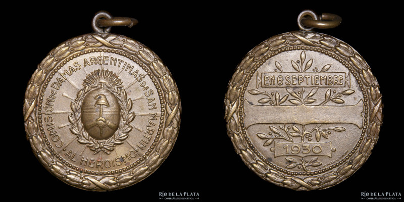Argentina. 1930. Comisión de Damas Argentinas de San Martín al Heroísmo. Bronce;...