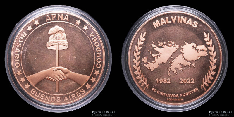Argentina. 2022. 40º Aniversario de Malvinas. APNA. 40 Centavos fuertes. CU.999;...