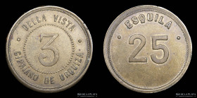 Argentina. Ficha. Esquila. Valor 25. Cipriano de Urquiza. Bella Vista