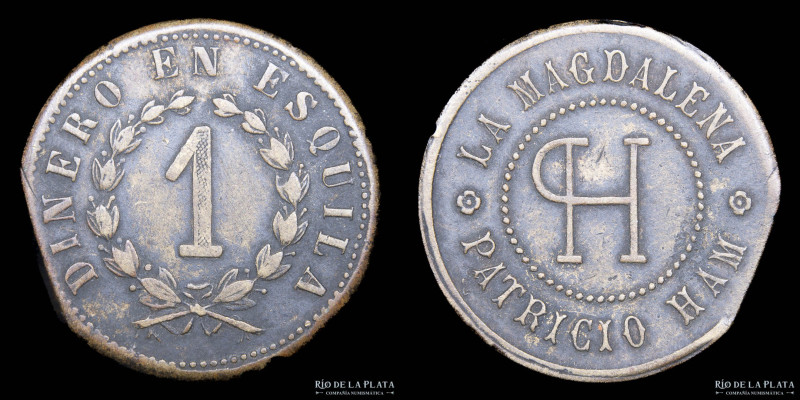 Argentina. Ficha. Esquila. 1 Oveja. La Magdalena de Patricio Ham. Cobre; 24mm; 5...