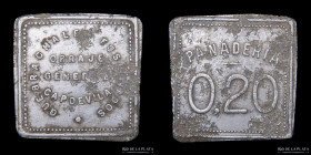 Argentina. Ficha. Forestal. 20 Centavos. Panaderia. Obraje Capdevila